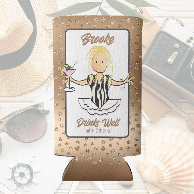 Girls Trip Female Blonde Cartoon Vacation Foam  Seltzer Can Cooler (Creator Uploaded)