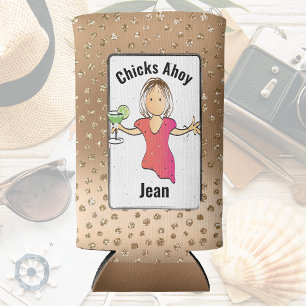 Girls Trip Funny Saying Glam Fun Female Cartoon Seltzer Can Cooler