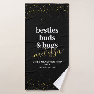 Girls Trip Glamping Camping Personalised Matching Bath Towel Set