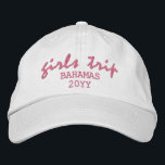 Girls Trip Modern Script Typography Personalised Embroidered Hat<br><div class="desc">Girls Trip Modern Script Typography Personalised Custom Embroidered Baseball Cap features the simple modern embroidered text "Girls Trip" with your personalised location and date or year. Perfect for your next girls trip. Created by Evco Studio www.zazzle.com/store/evcostudio</div>