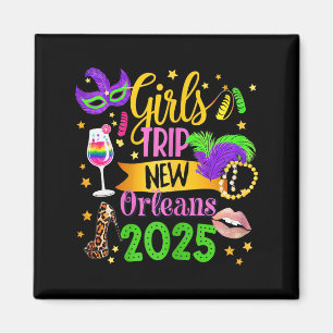 Girls Trip New Orleans 2025 Mardi Gras Mask Beads  Magnet
