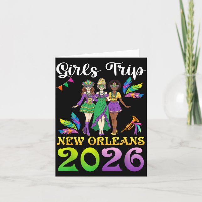 Girls Trip New Orleans 2026 Mardi Gras Day Squad T Card (Front)