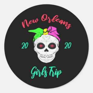 Girls Trip New Orleans Skull Matching Vacation Vin Classic Round Sticker