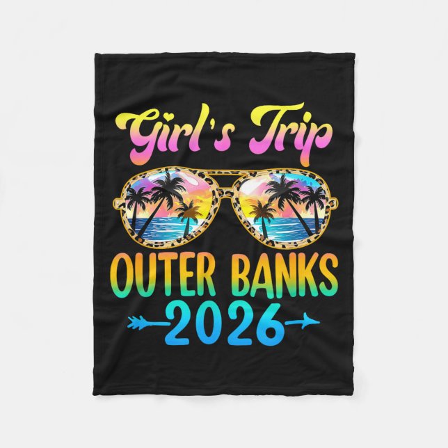 Girl's Trip Outer Banks 2026 Summer Vacation Sungl Fleece Blanket (Front)