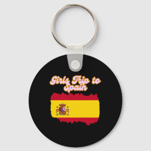 Girls' Trip To Spain Travel Spain Flag Illustratio Key Ring