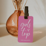Girls Trip | Trendy Script on Pink and QR Code Luggage Tag<br><div class="desc">This stylish luggage tag is perfect for your girls trip, bachelorette weekend, or any getaway with your girlfriends! Trendy casual script says "girls trip" with a hand-drawn heart on a bright pink background, but you can change it to any colour. Also add your social media profile to the back, and...</div>