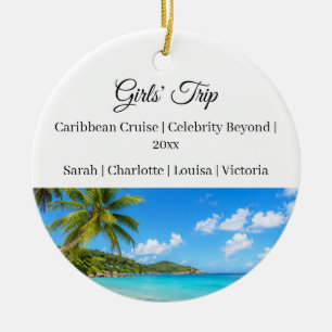 Girls Trip Vacation Travel Photo Ceramic Tree Decoration