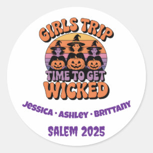 Girls Trip Witch Halloween Retro Classic Round Sticker