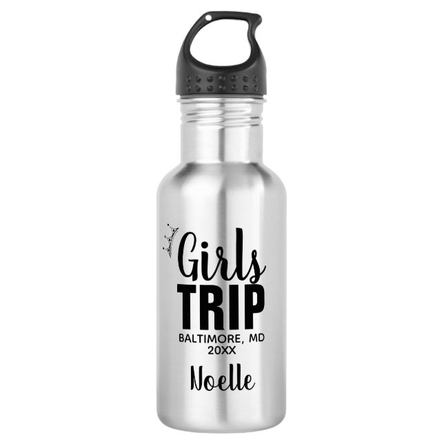 Girls Trip with Crown, Year, and Name 532 Ml Water Bottle (Front)