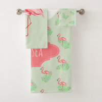 Girl's Tropical Summer Pink Flamingo Name