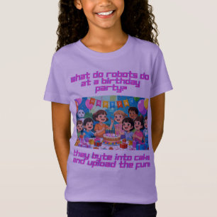 Girls Tshirt-Girls’ Birthday Robot Joke T-Shirt