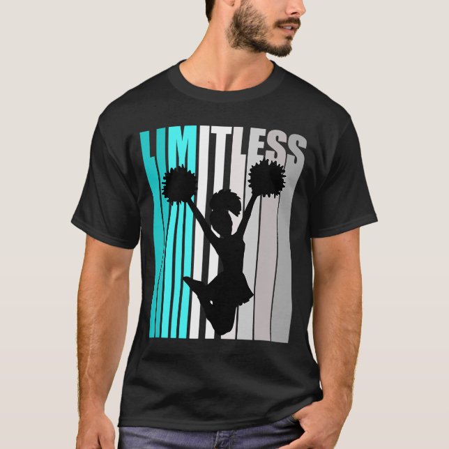 Girls Turquoise Cheerleading Limitless Birthday En T-Shirt (Front)