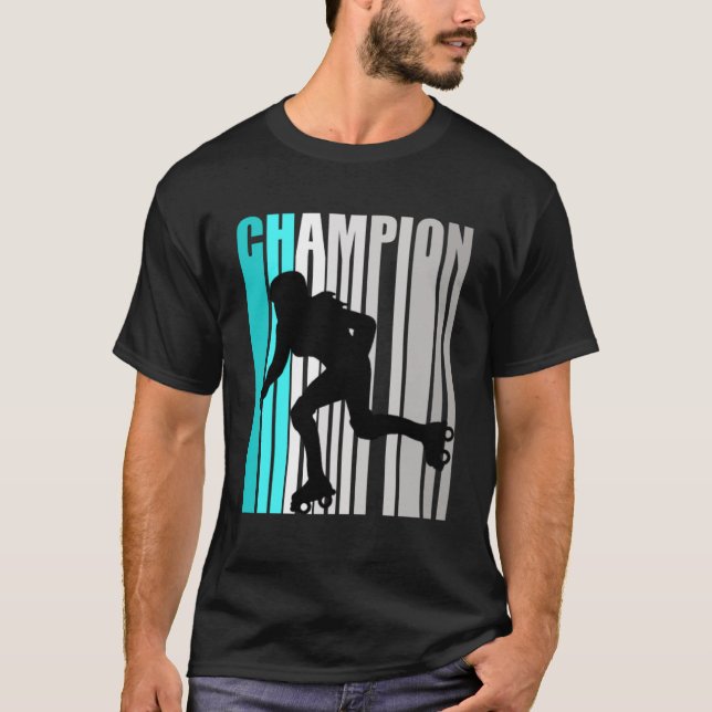 Girls Turquoise Roller Skating Champion Roller Ska T-Shirt (Front)