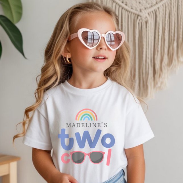 Girls Two Cool Rainbow 2nd Birthday  T-Shirt (Creator Uploaded)