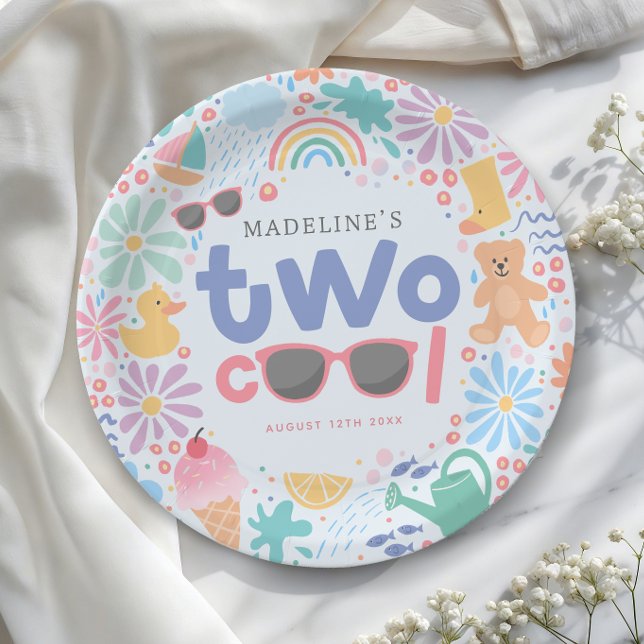 Girls Two Cool Summer Pool Party 2nd Birthday Paper Plate (Creator Uploaded)