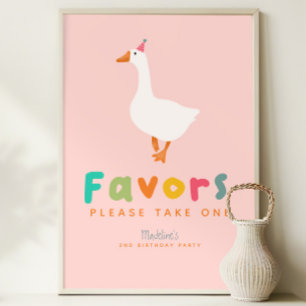 Girls Two Silly Goose 2nd Birthday Favours Poster