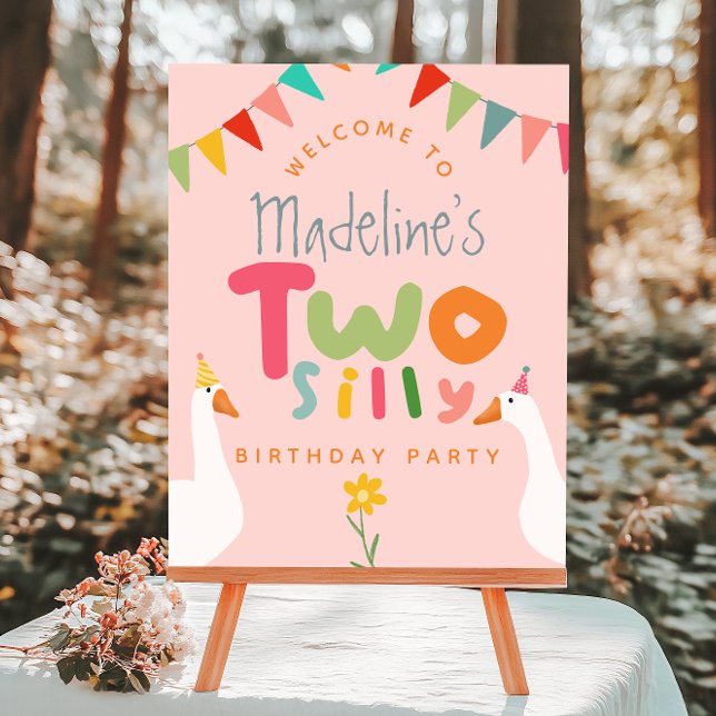Girls Two Silly Goose 2nd Birthday Welcome Sign (Creator Uploaded)