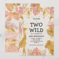 Girls Two Wild 2nd Birthday Pink Ecru Safari