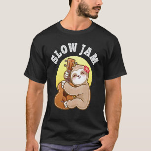 Girls Ukulele Uke Guitar Slow Jam Cute Sloth T-Shirt