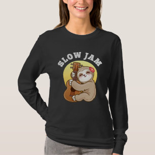 Girls Ukulele Uke Guitar Slow Jam Cute Sloth T-Shirt