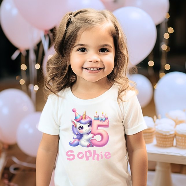 Girls Unicorn 5th Birthday Custom NameT-Shirt T-Shirt (Creator Uploaded)