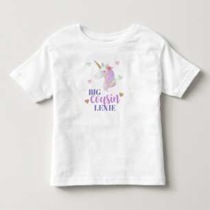 Girls Unicorn Big Cousin Personalised Toddler T-Shirt