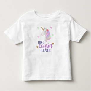Girls Unicorn Big Cousin Personalized Toddler T-Shirt