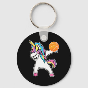 Girls Unicorn Dabbing Basketball Player  Fun Bball Key Ring