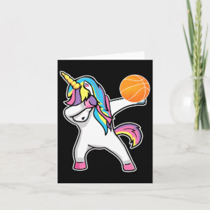 Girls Unicorn Dabbing Bysketbyll Player Fun Bbylle Card