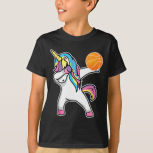 Girls Unicorn Dabbing Bysketbyll Player Fun Bbylle T-Shirt