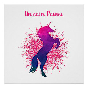 Girls "Unicorn Power" Unicorn & Glitter Poster