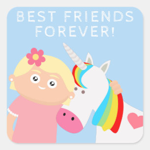 Girls Unicorn Square Sticker