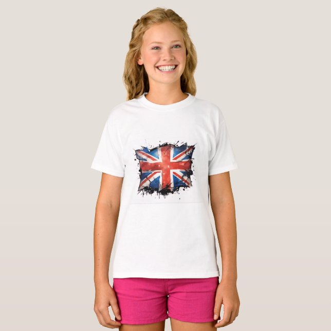Girl's union jack t shirt (Front Full)