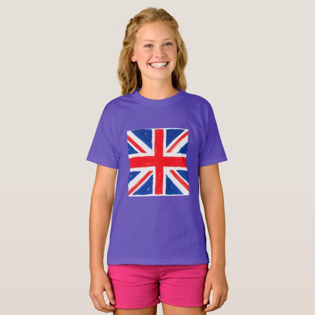 Girl's union jack t shirt (Front Full)
