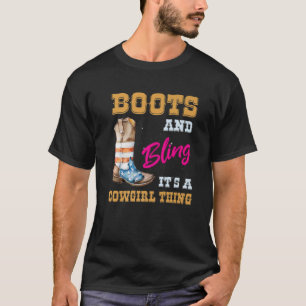 Girls USA FLAG Boots Bling Its A Cowgirl Thing Cut T-Shirt