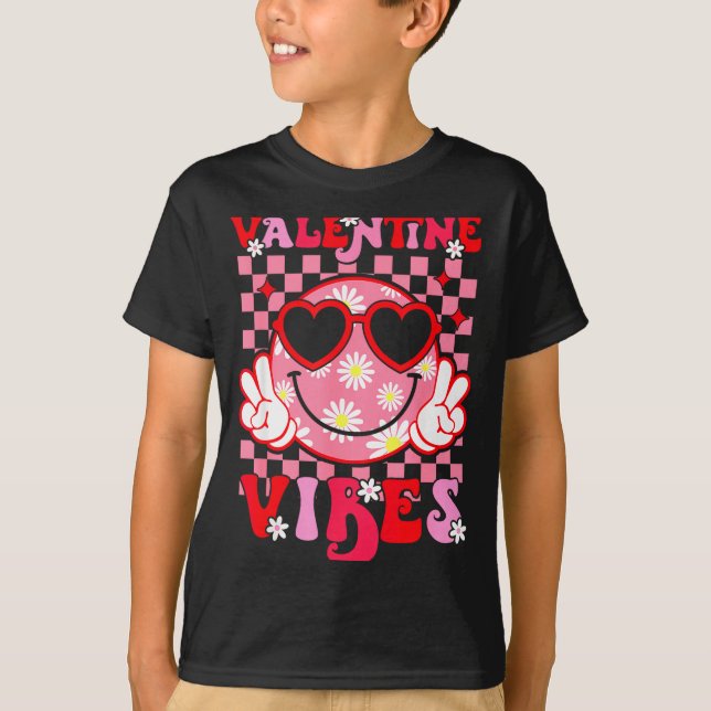 Girls Valentines Day Cute Smile Face Valentine Vib T-Shirt (Front)