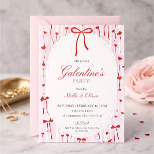 Girls Valentine's Day Invite Pink & Red