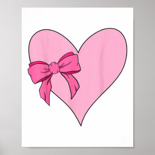 Girls Valentines Day Womens Heart Bow Ribbon Kids Poster
