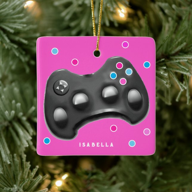 Girls Video Gamer Collectable Ceramic Ornament (Tree)