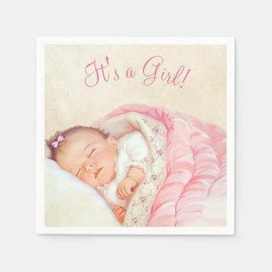 Girls Vintage Baby Shower Napkin