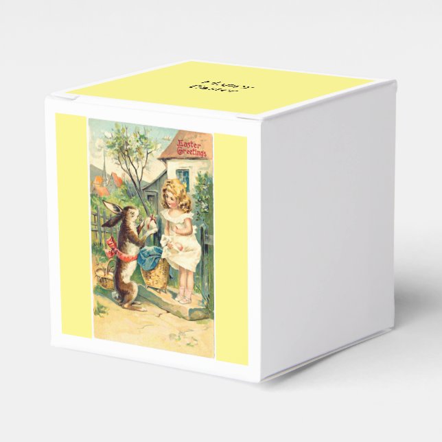 Girls Vintage Easter Bunny Favour Boxes (Front Side)
