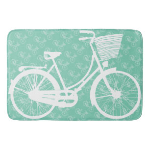 Girl's Vintage Modern Mint Bicycle Bath Mat