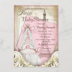 Girls Vintage Paris Baby Shower Invitation