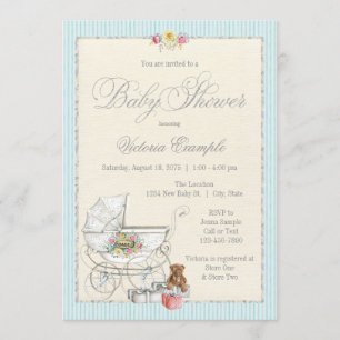 Girls Vintage Shabby Chic Baby Shower Invitations