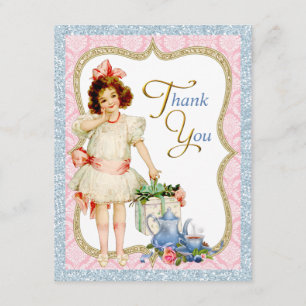 Girls Vintage Tea Party Thank You Card