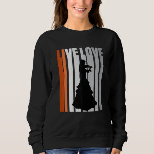 Girls Violin Motivational Orange Orchestra Distres Sweatshirt