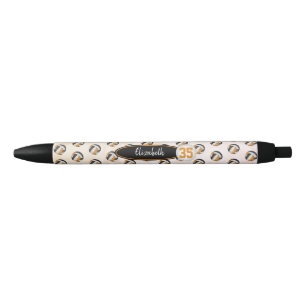 girls volleyball black orange personalised black ink pen