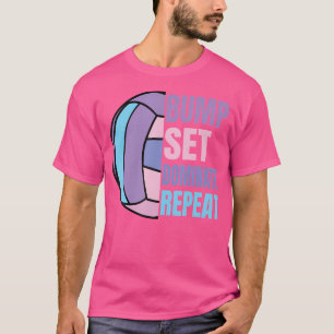 Girls Volleyball Bump Set Dominate Repeat Volleyba T-Shirt