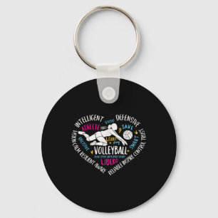 Girls Volleyball Libero Heart Volley For Teens Wom Key Ring