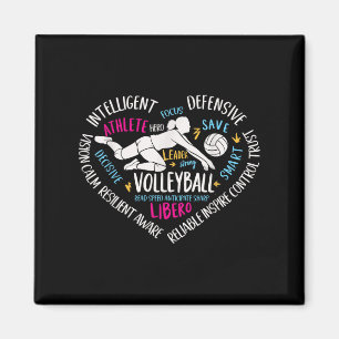 Girls Volleyball Libero Heart Volley For Teens Wom Magnet